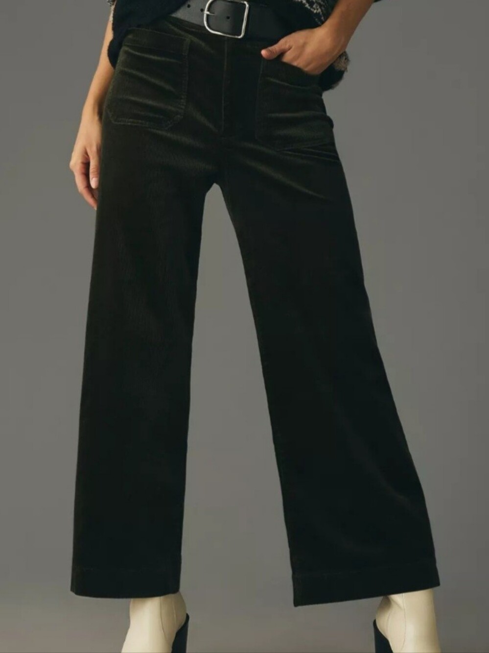 Anthropologie Maeve Collette Green Wide-Leg Corduroy Pants Size 26